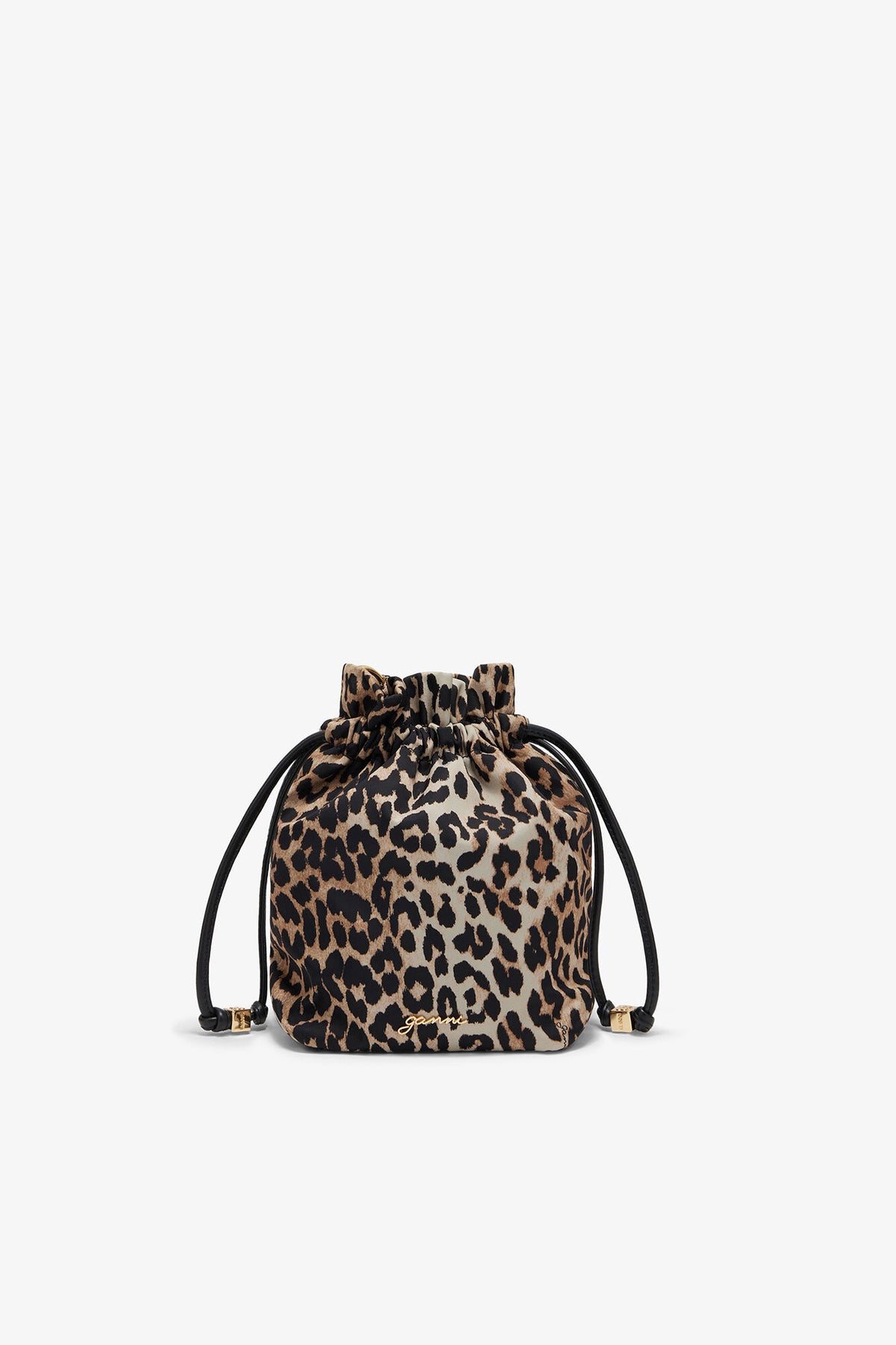 Almond Milk Printed Bou Bucket Pouch in Leopard