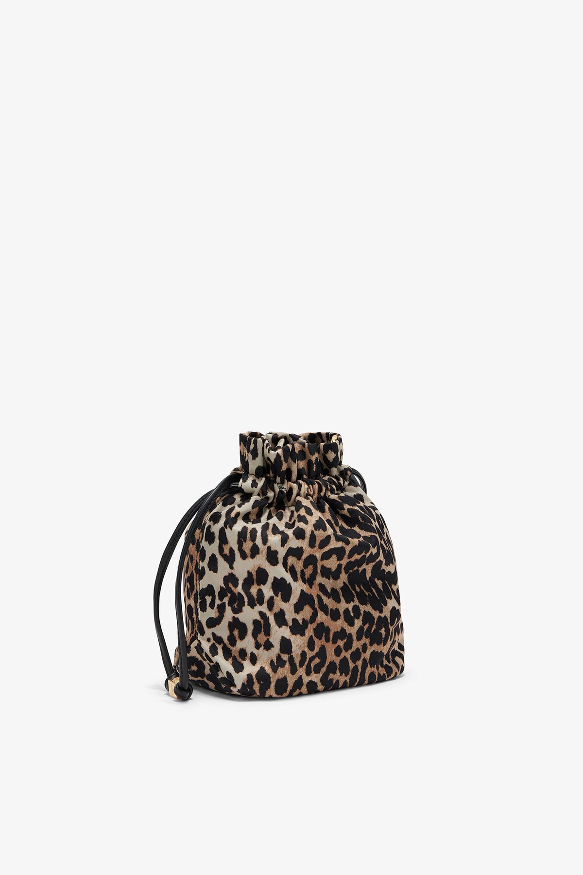 Almond Milk Printed Bou Bucket Pouch in Leopard