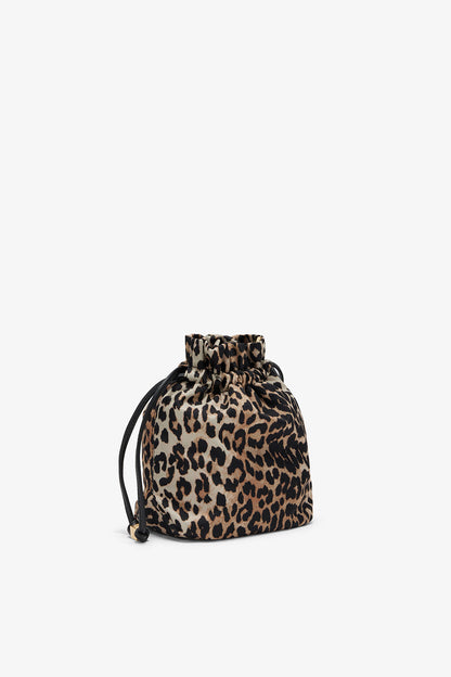 Almond Milk Printed Bou Bucket Pouch in Leopard