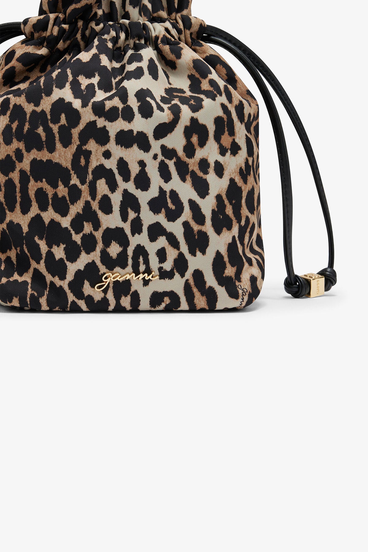 Almond Milk Printed Bou Bucket Pouch in Leopard