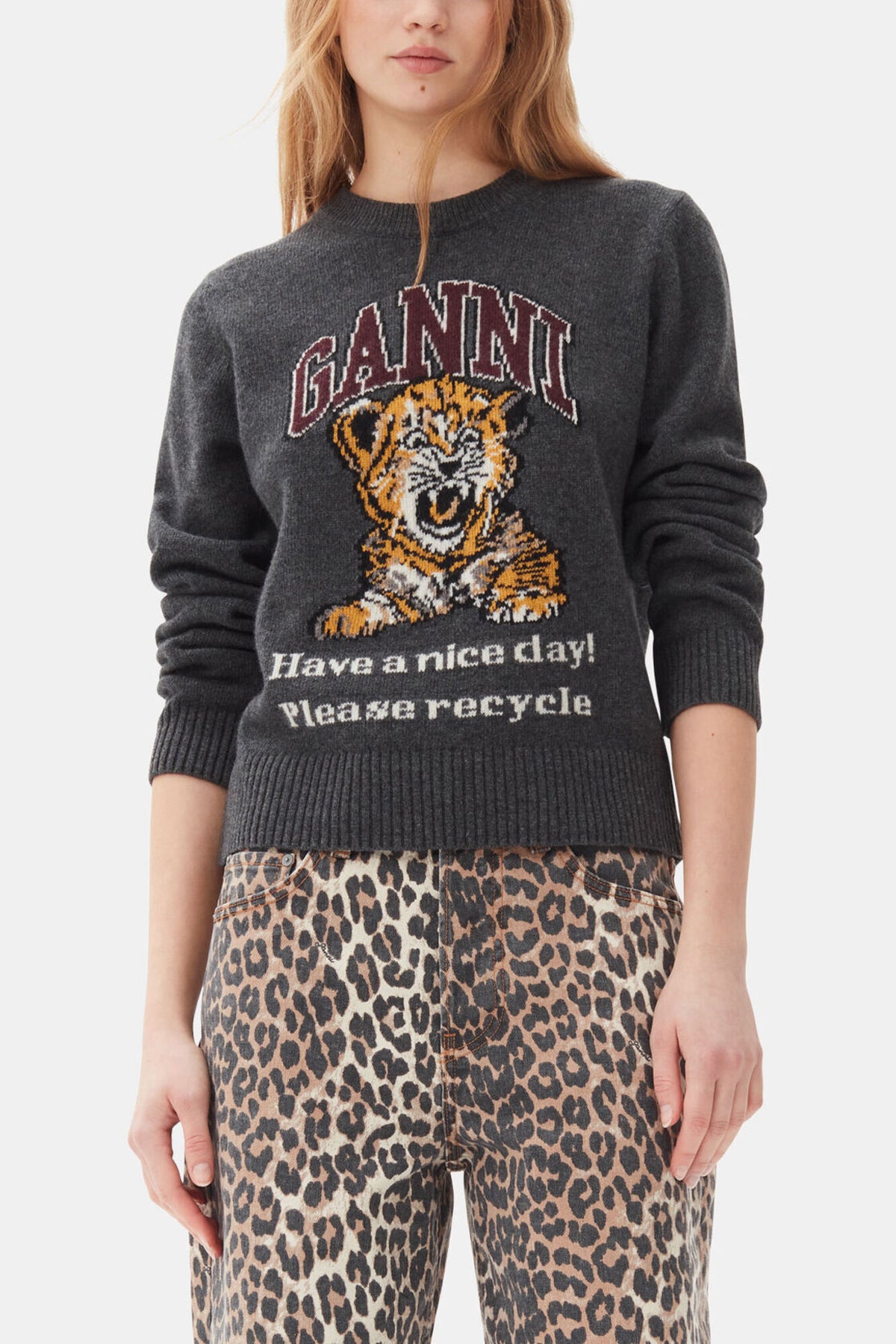 Dark Grey Graphic Tiger Sweater