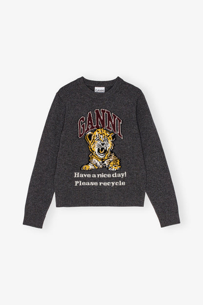 Dark Grey Graphic Tiger Sweater