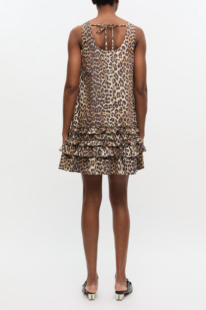 Leopard Cotton Poplin Mini Dress