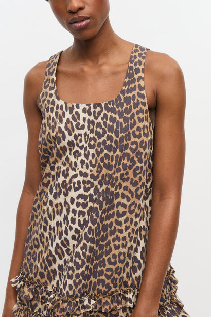 Leopard Cotton Poplin Mini Dress