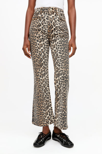 Betzy Cropped Jeans in Leopard Print