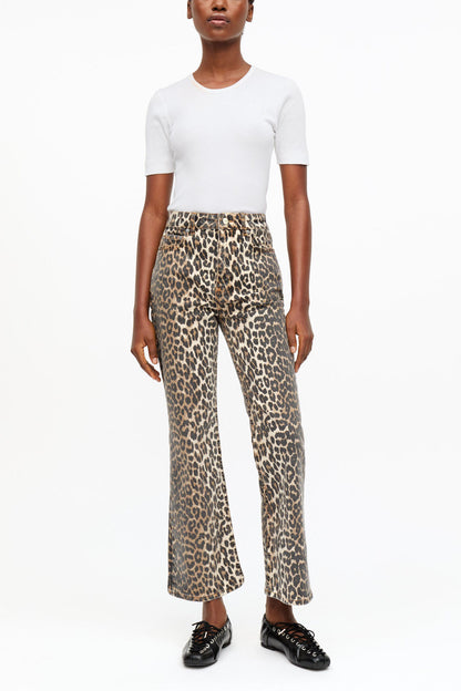 Betzy Cropped Jeans in Leopard Print