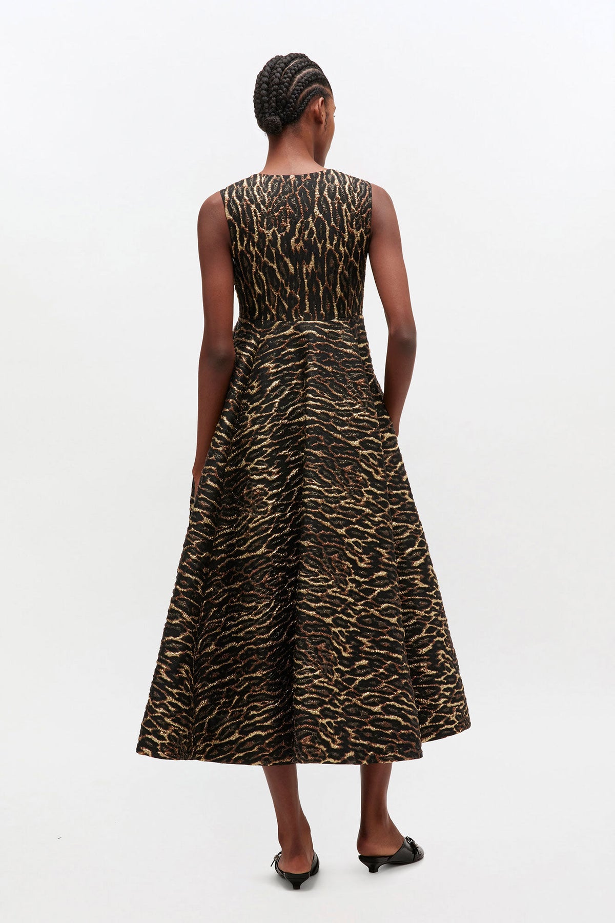 Metallic Cloque Long Dress