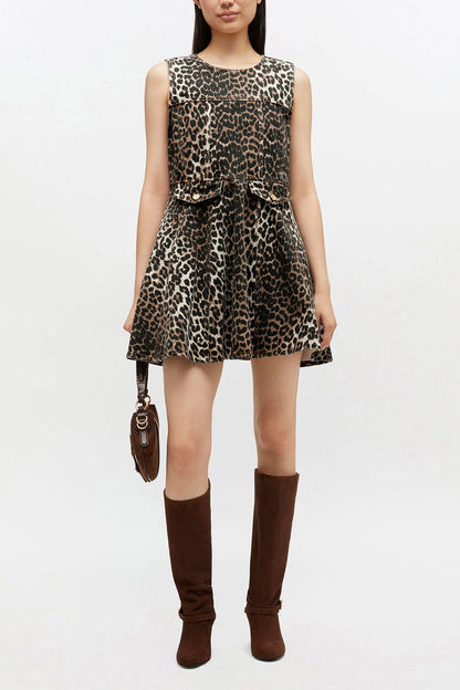 Leopard Denim Mini Dress