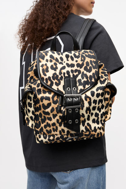 Leopard Leopard Small Nylon Bucky Backpack