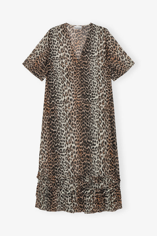 Leopard Chiffon Maxi Dress