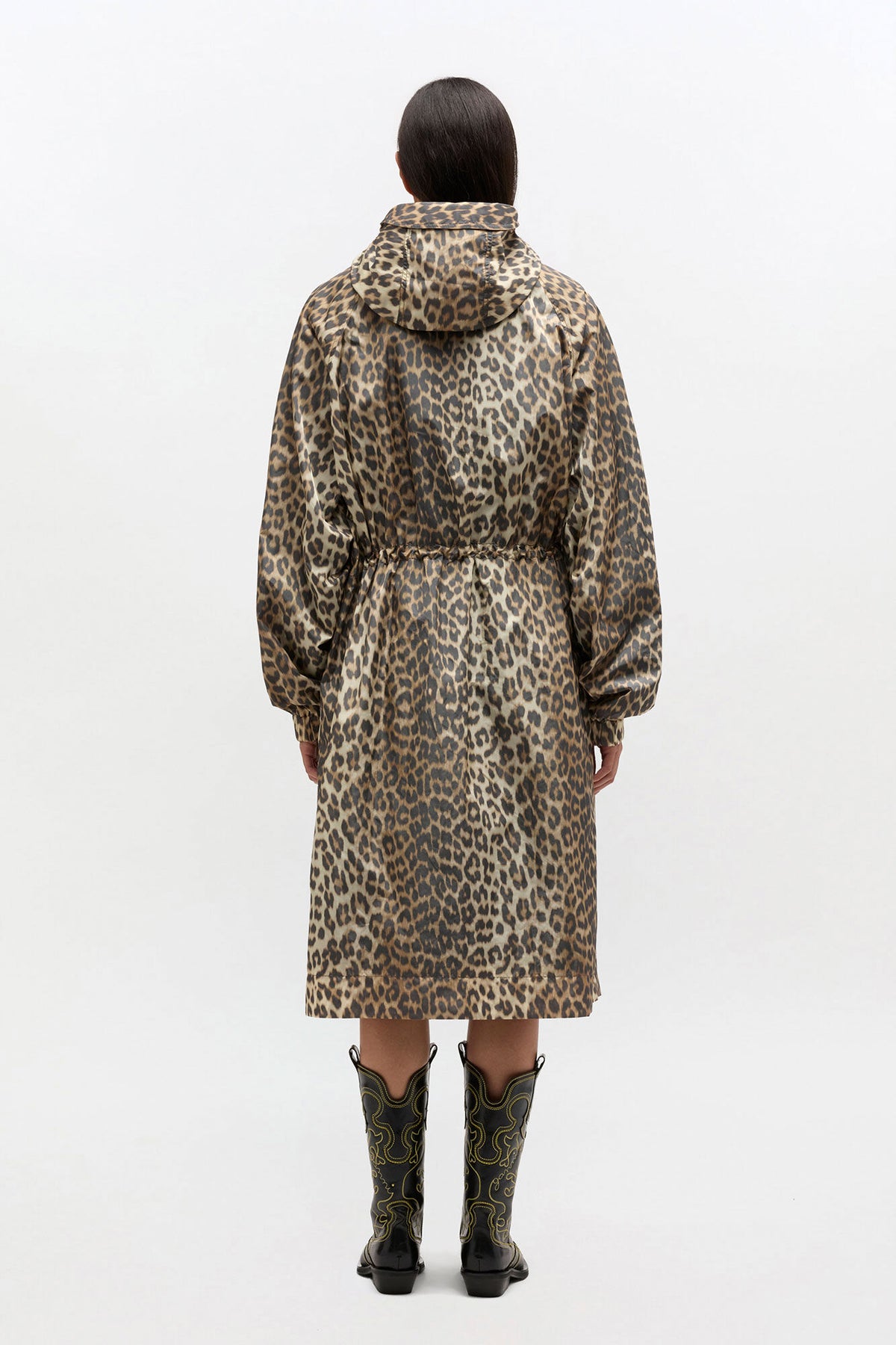 Leopard Nylon Parka Coat