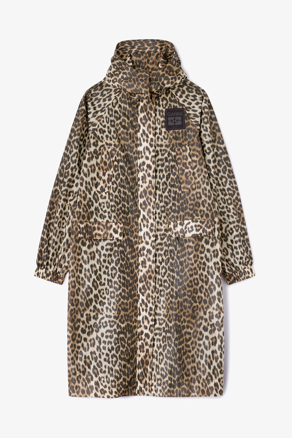 Leopard Nylon Parka Coat