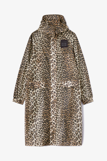 Leopard Nylon Parka Coat