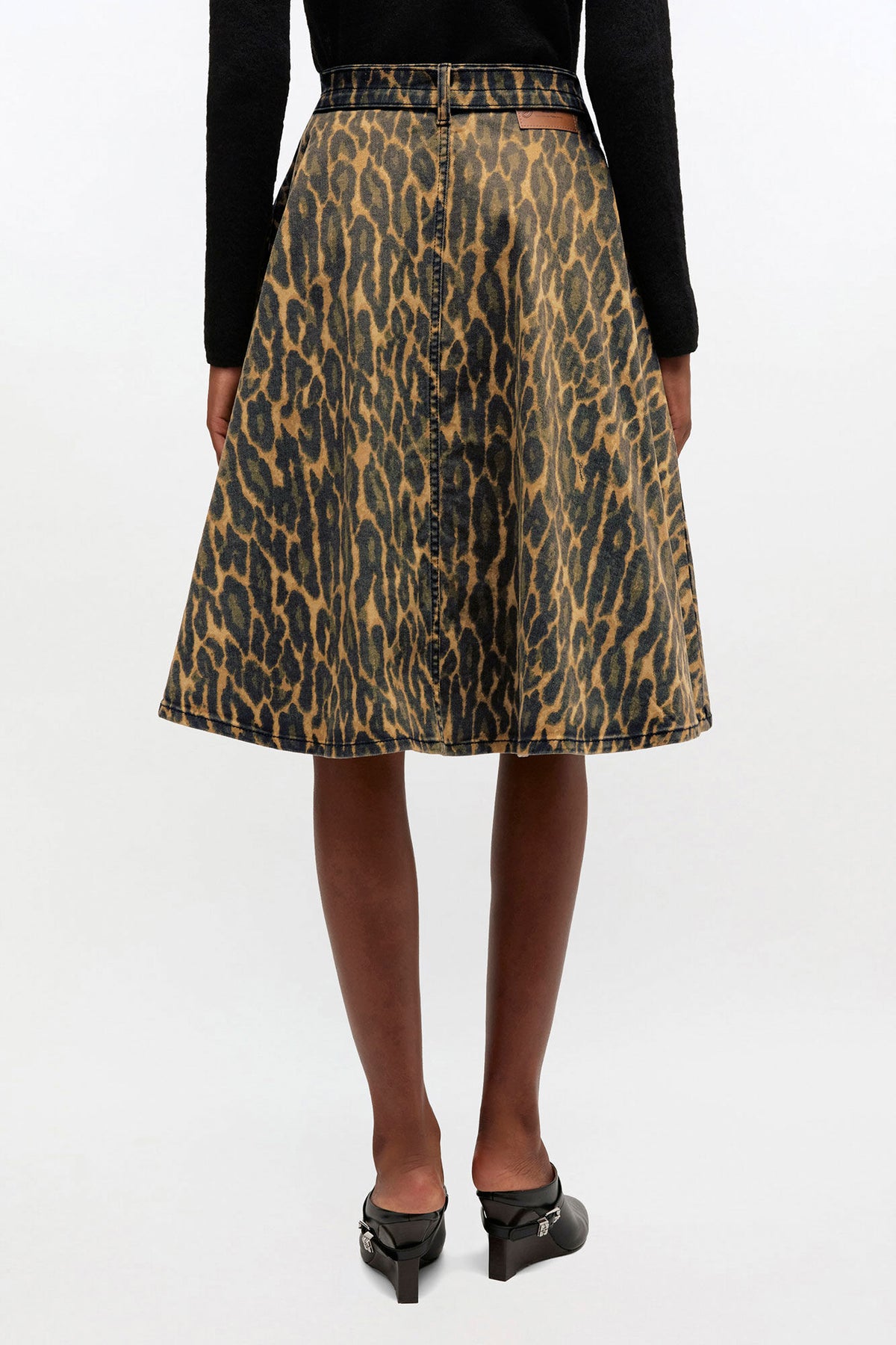 Leopard Denim Wrap Skirt