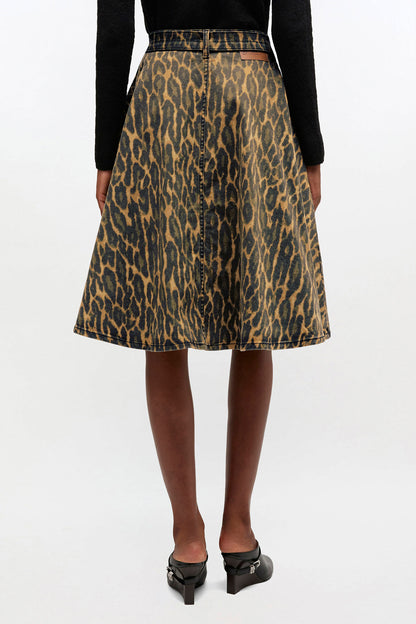 Leopard Denim Wrap Skirt