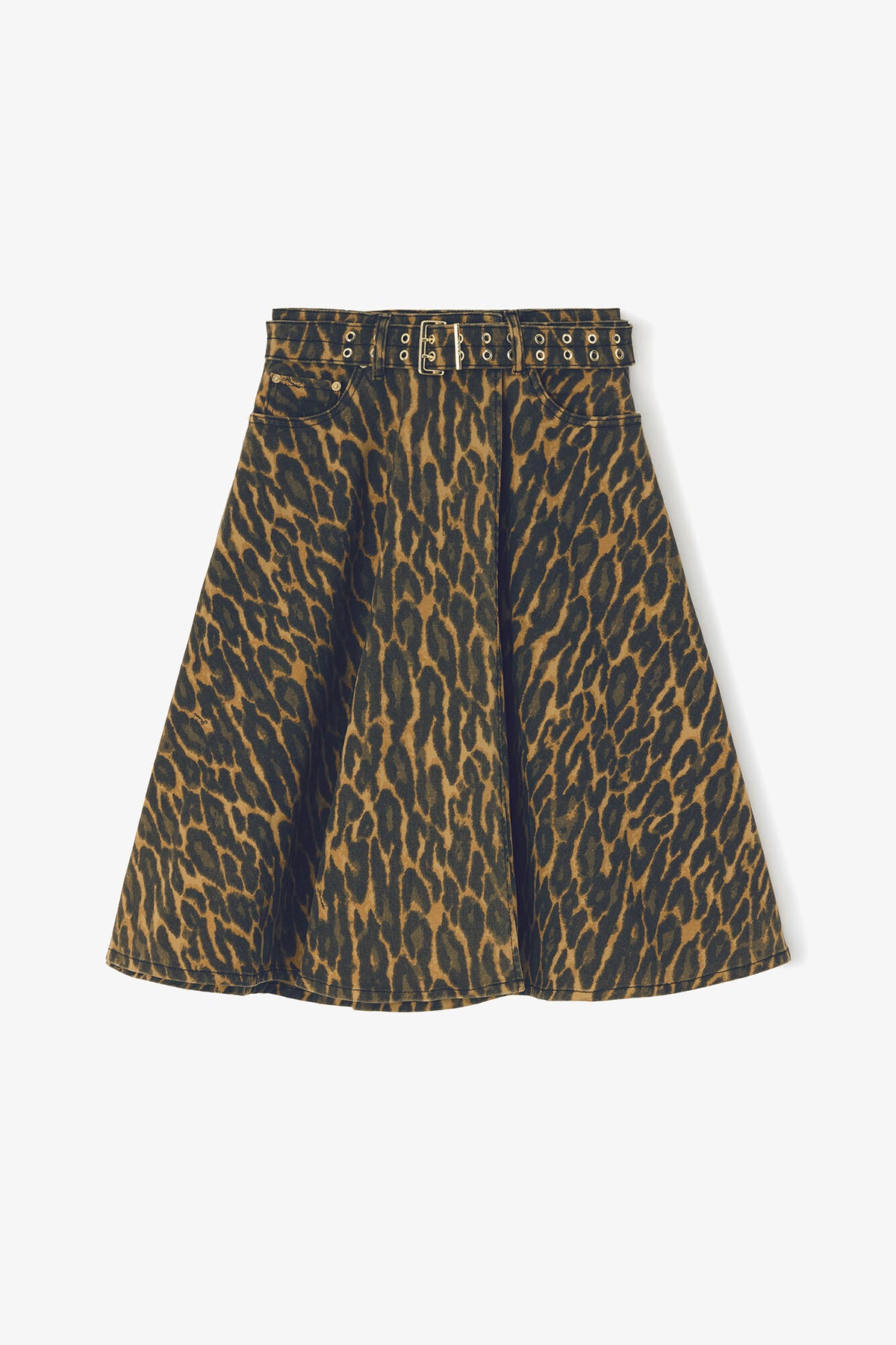 Leopard Denim Wrap Skirt