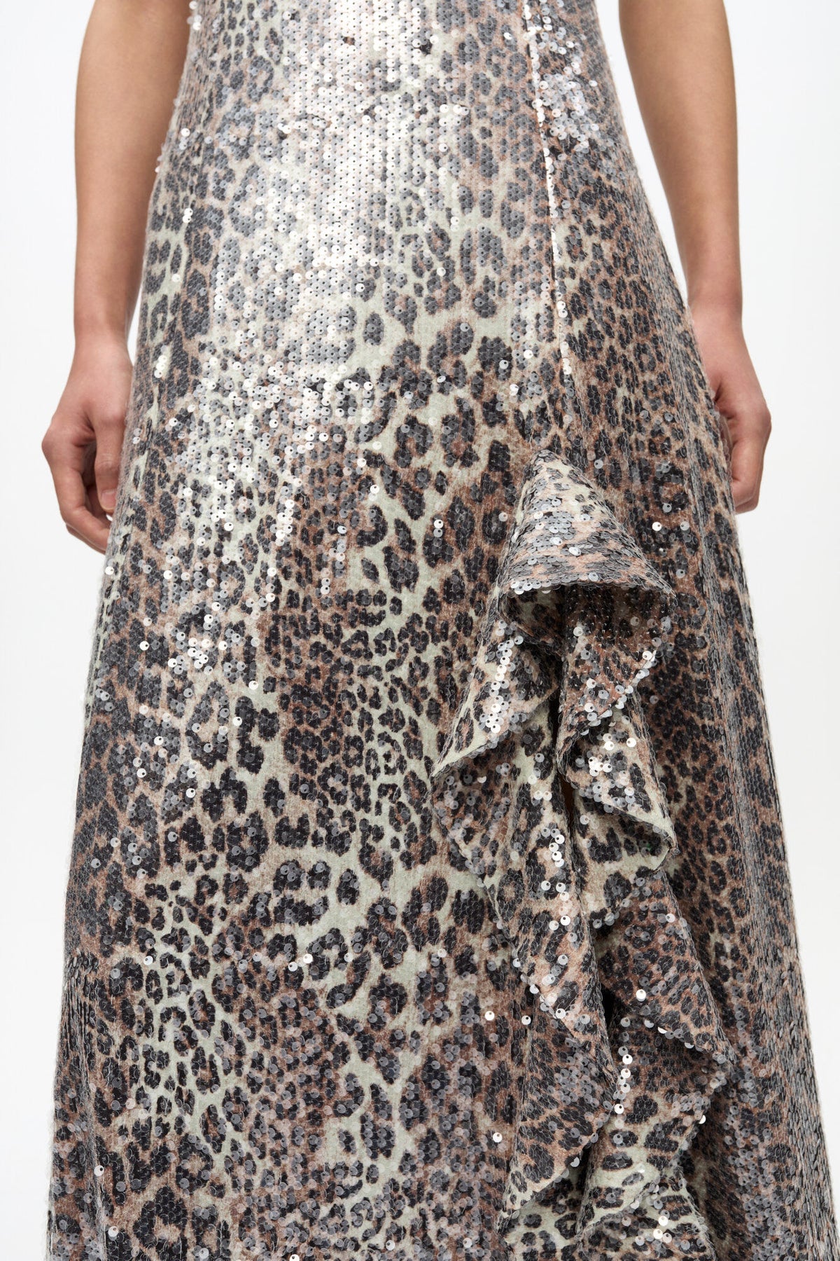 Leopard Stretch Sequins Long Dress