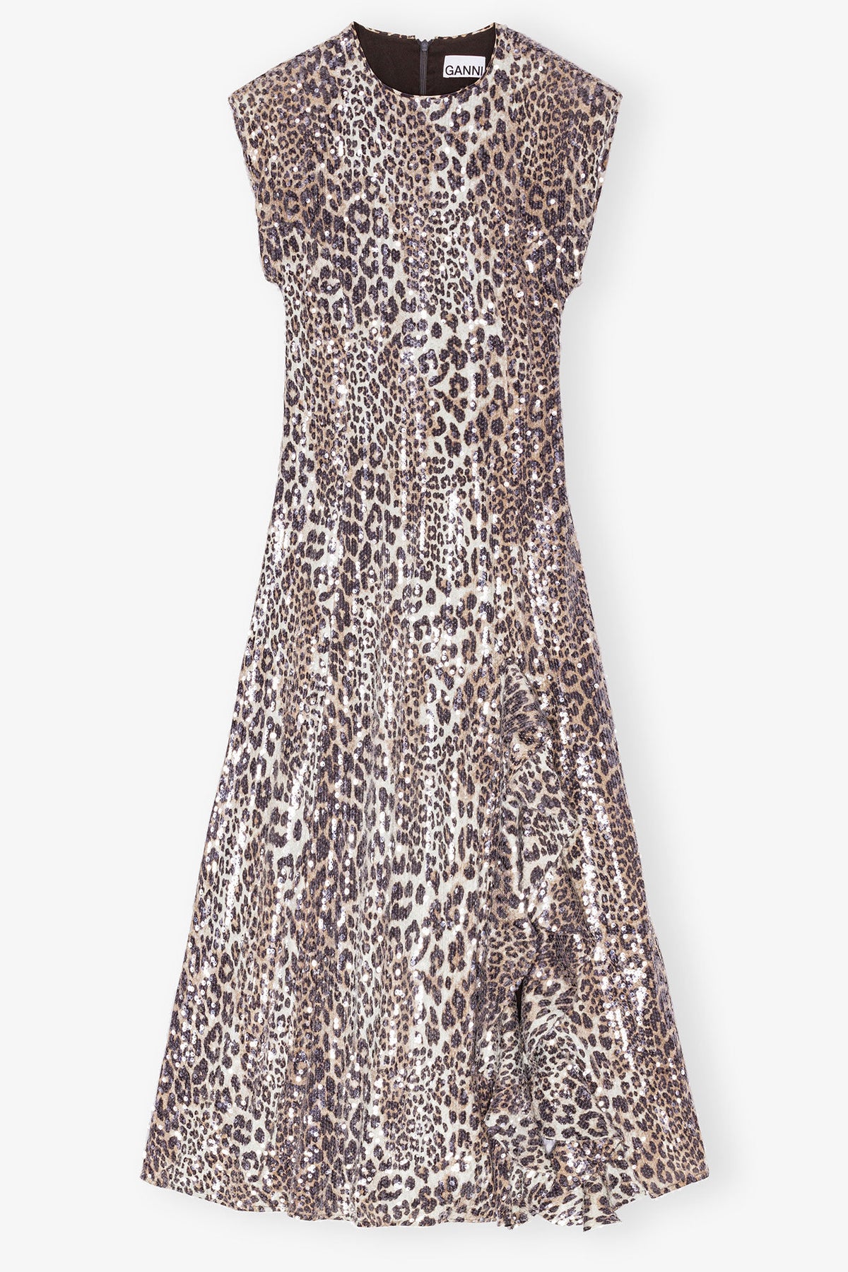Leopard Stretch Sequins Long Dress