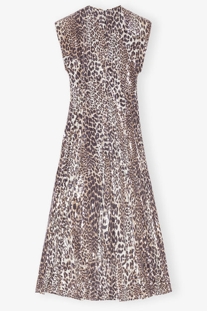 Leopard Stretch Sequins Long Dress