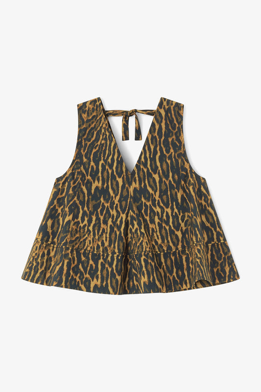 Leopard Cotton A-line Top