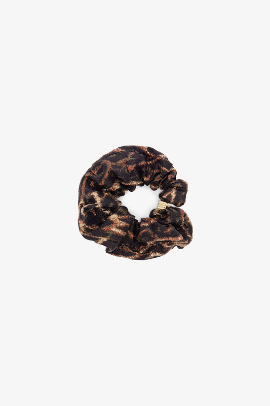 Khaki Metallic Printed Scrunchie
