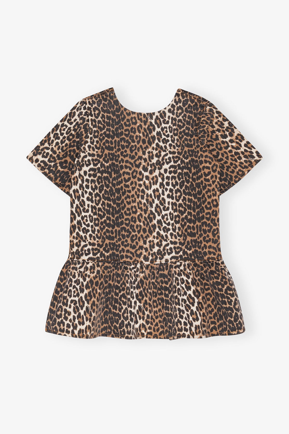 Leopard Open-back Mini Denim Dress