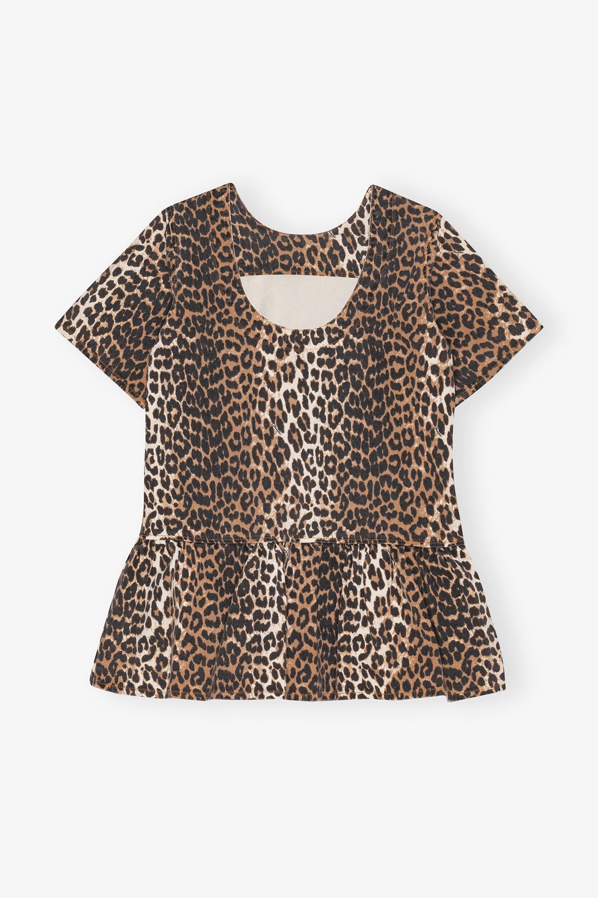 Leopard Open-back Mini Denim Dress