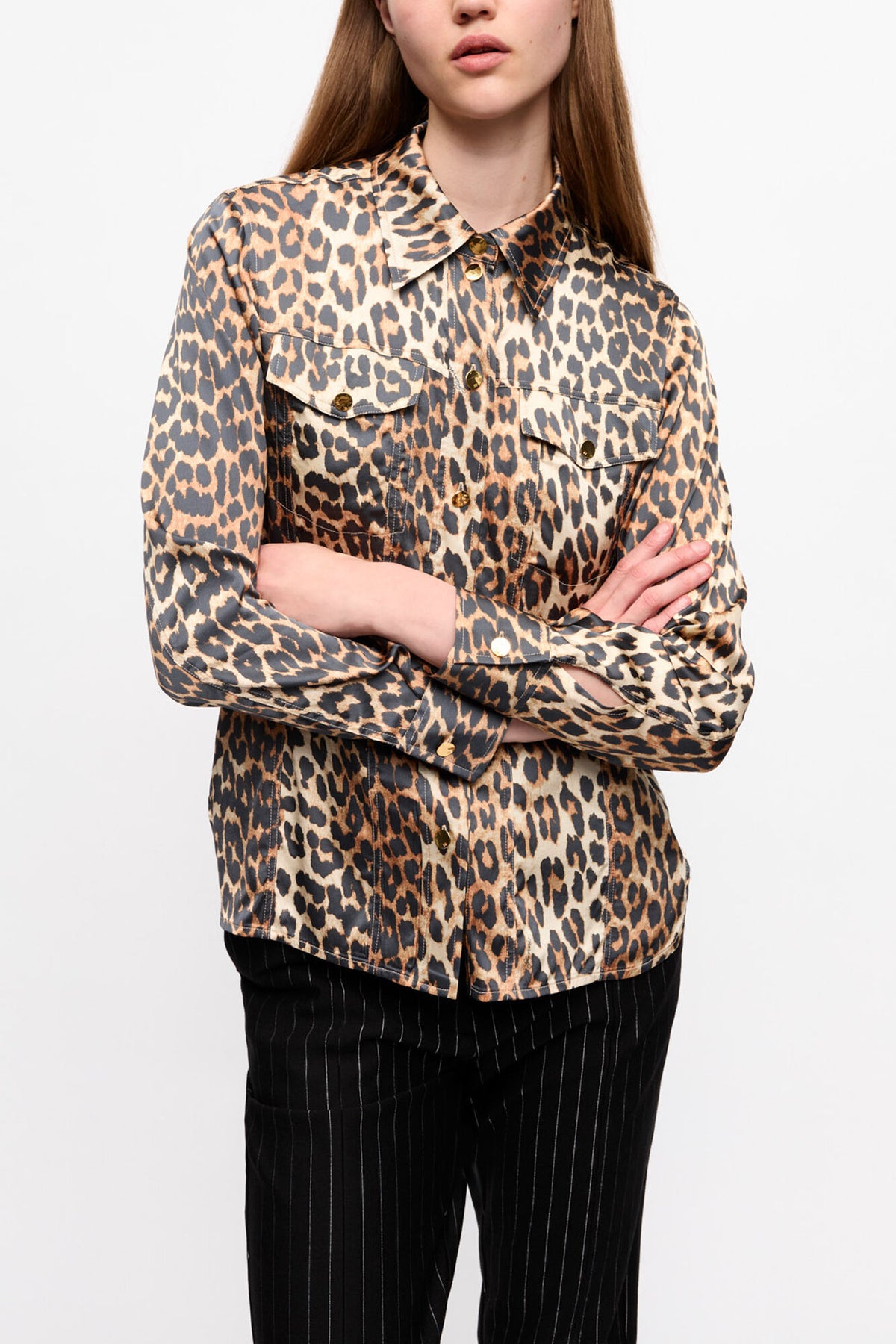 Leopard Print Satin Shirt