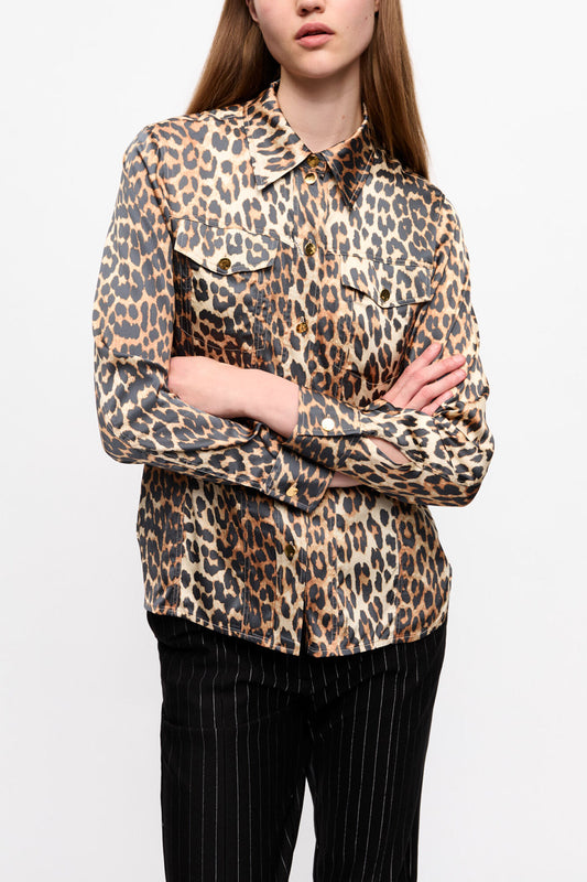 Leopard Print Satin Shirt