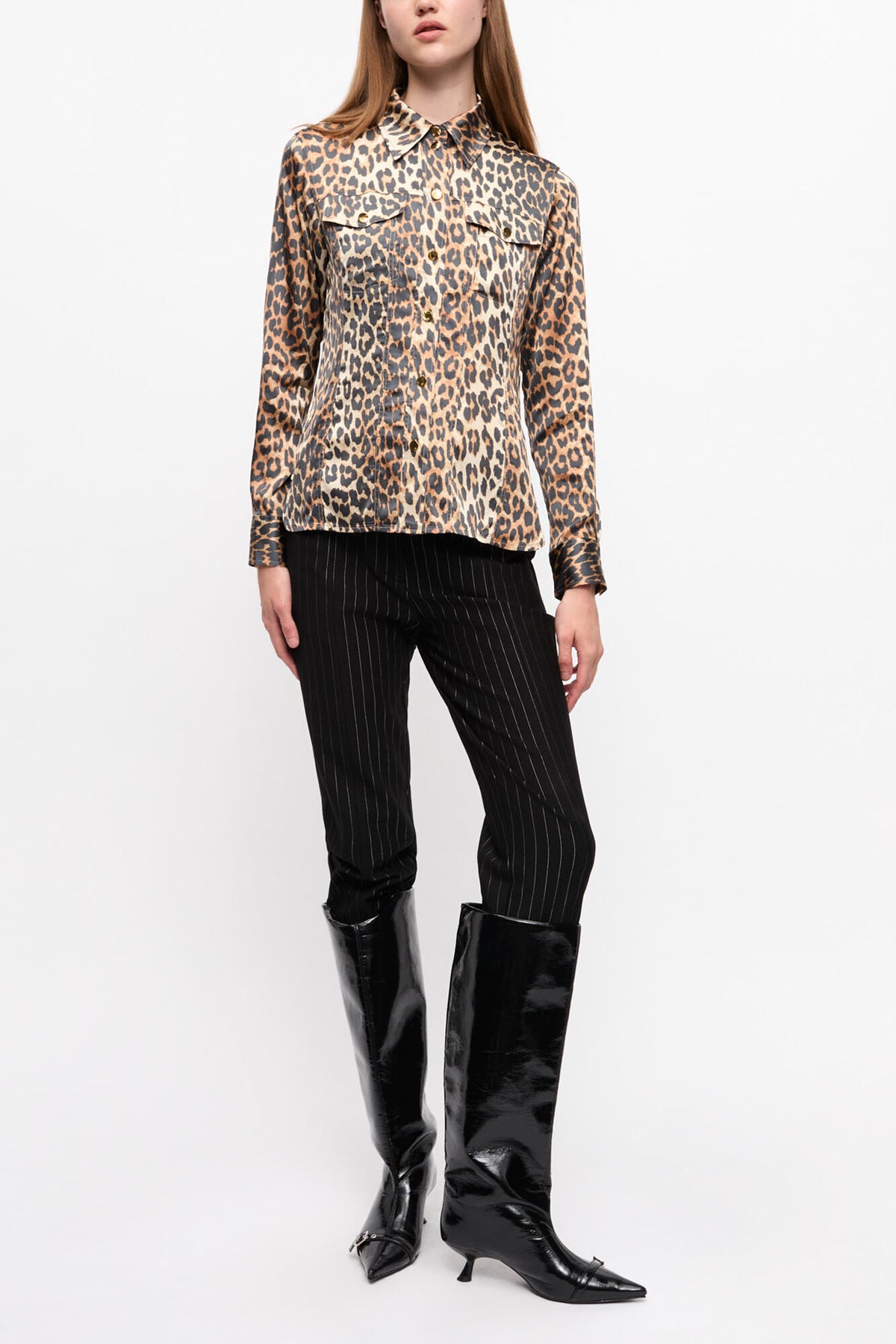 Leopard Print Satin Shirt