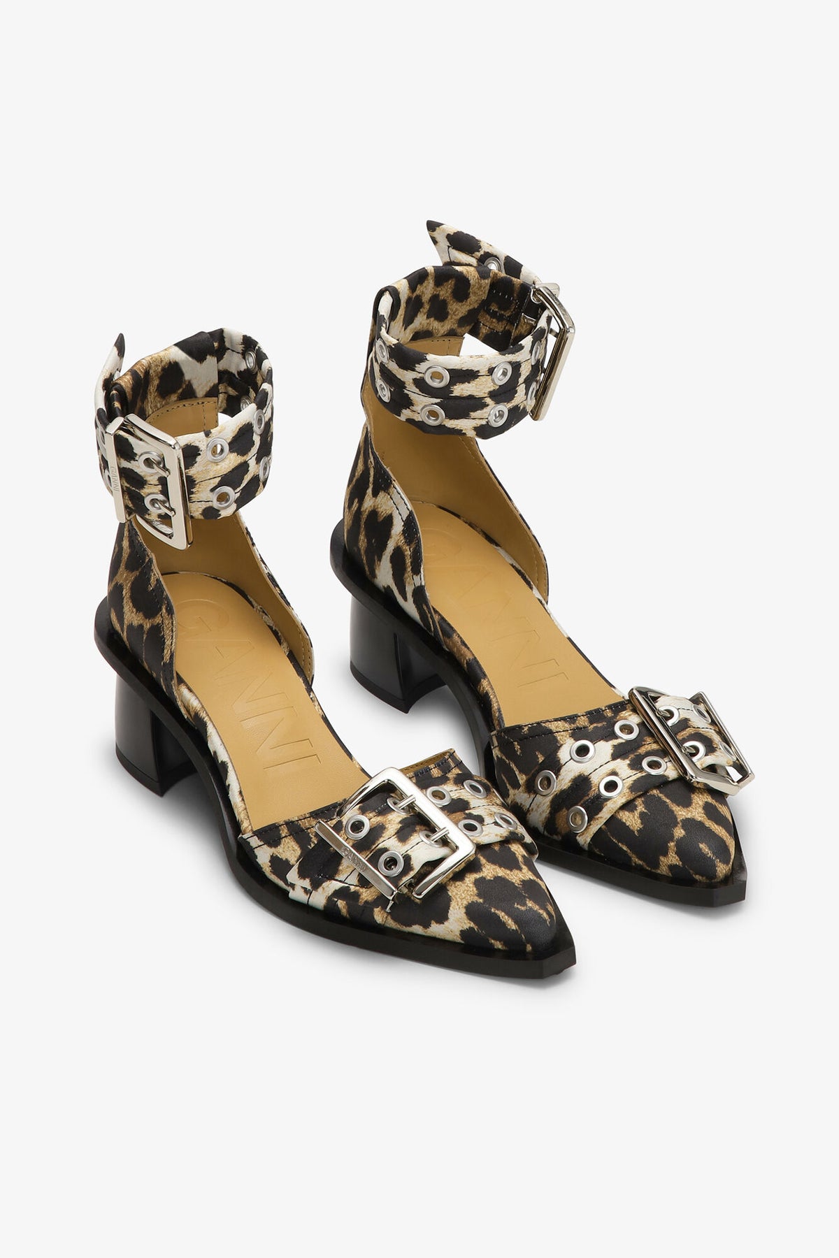 Leopard Print Feminine Buckle Open Cut Pumps