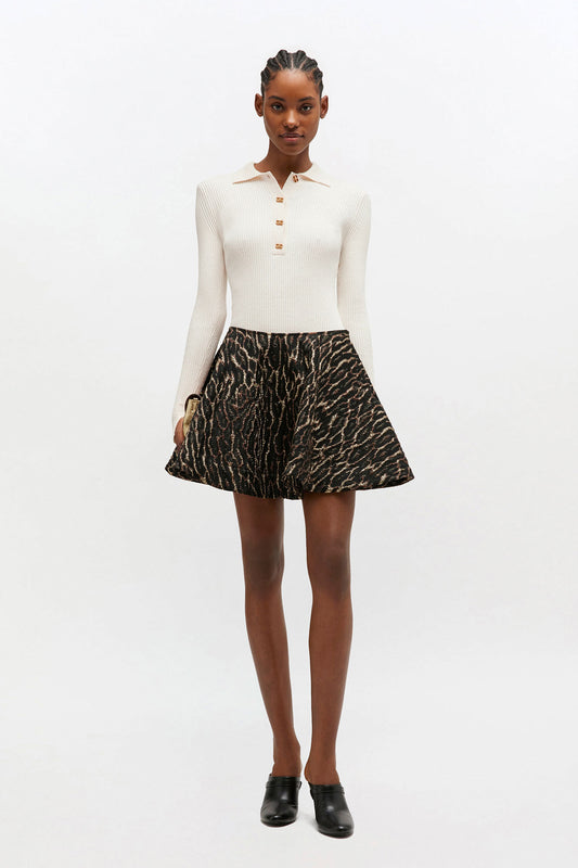 Metallic Cloque Circle Skirt