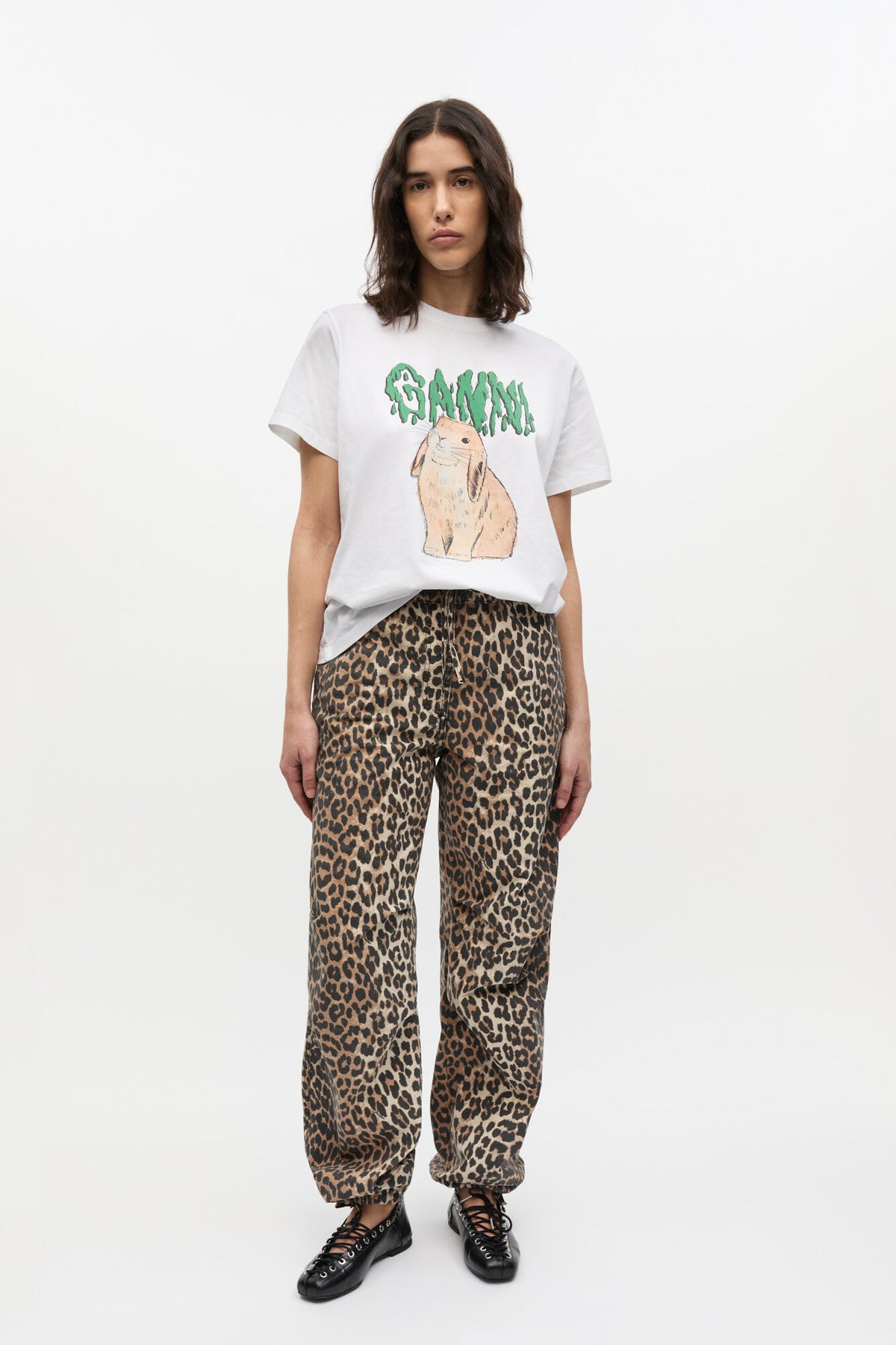 Leopard Washed Cotton Canvas Drawstring Pants