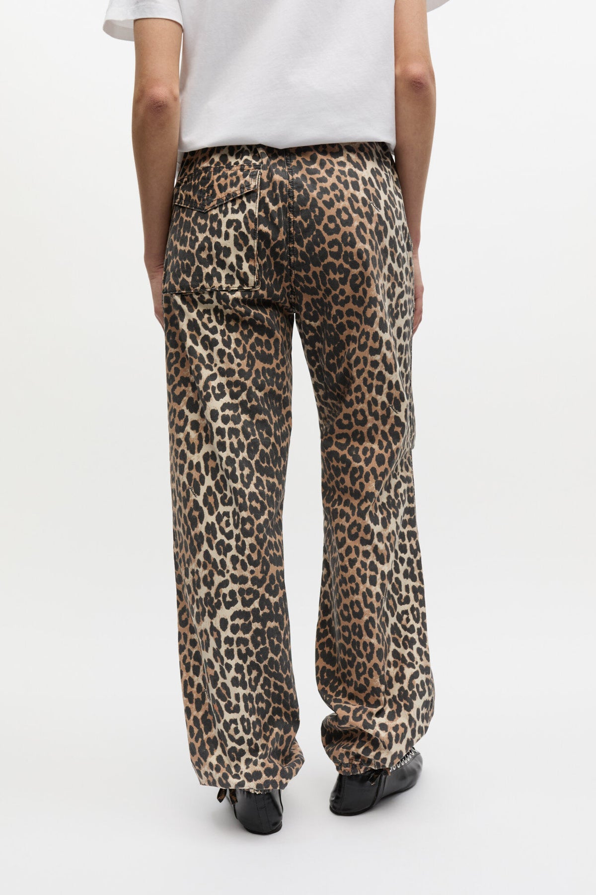Leopard Washed Cotton Canvas Drawstring Pants