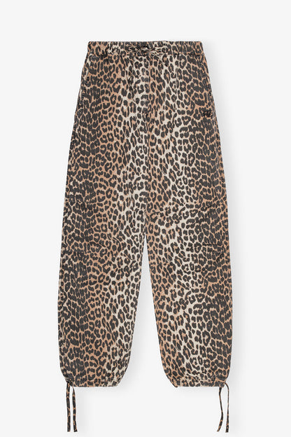 Leopard Washed Cotton Canvas Drawstring Pants