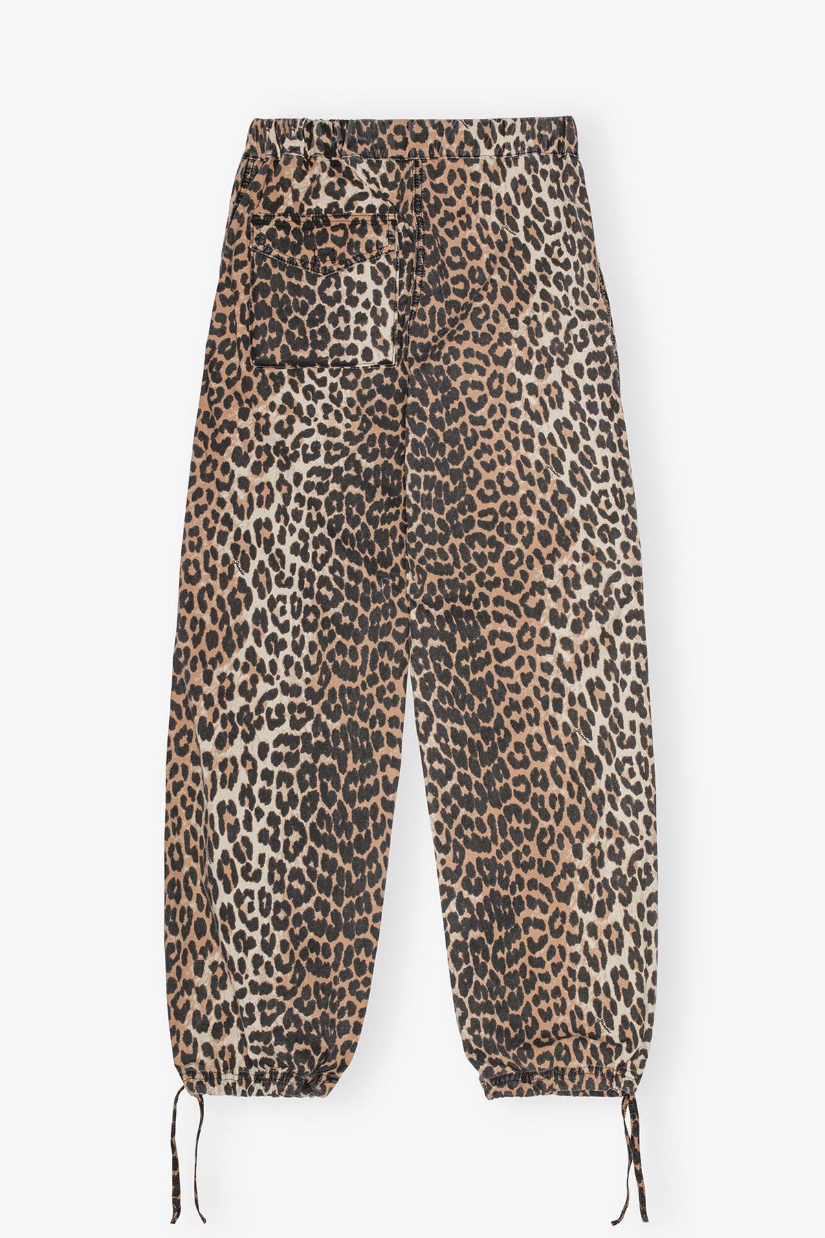Leopard Washed Cotton Canvas Drawstring Pants