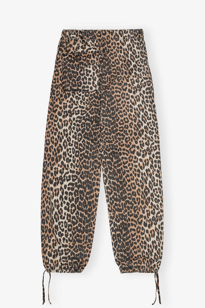 Leopard Washed Cotton Canvas Drawstring Pants