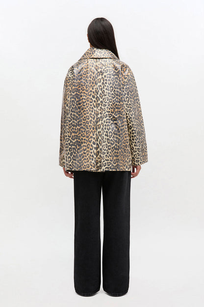 Leopard Laminated Cotton Jacket