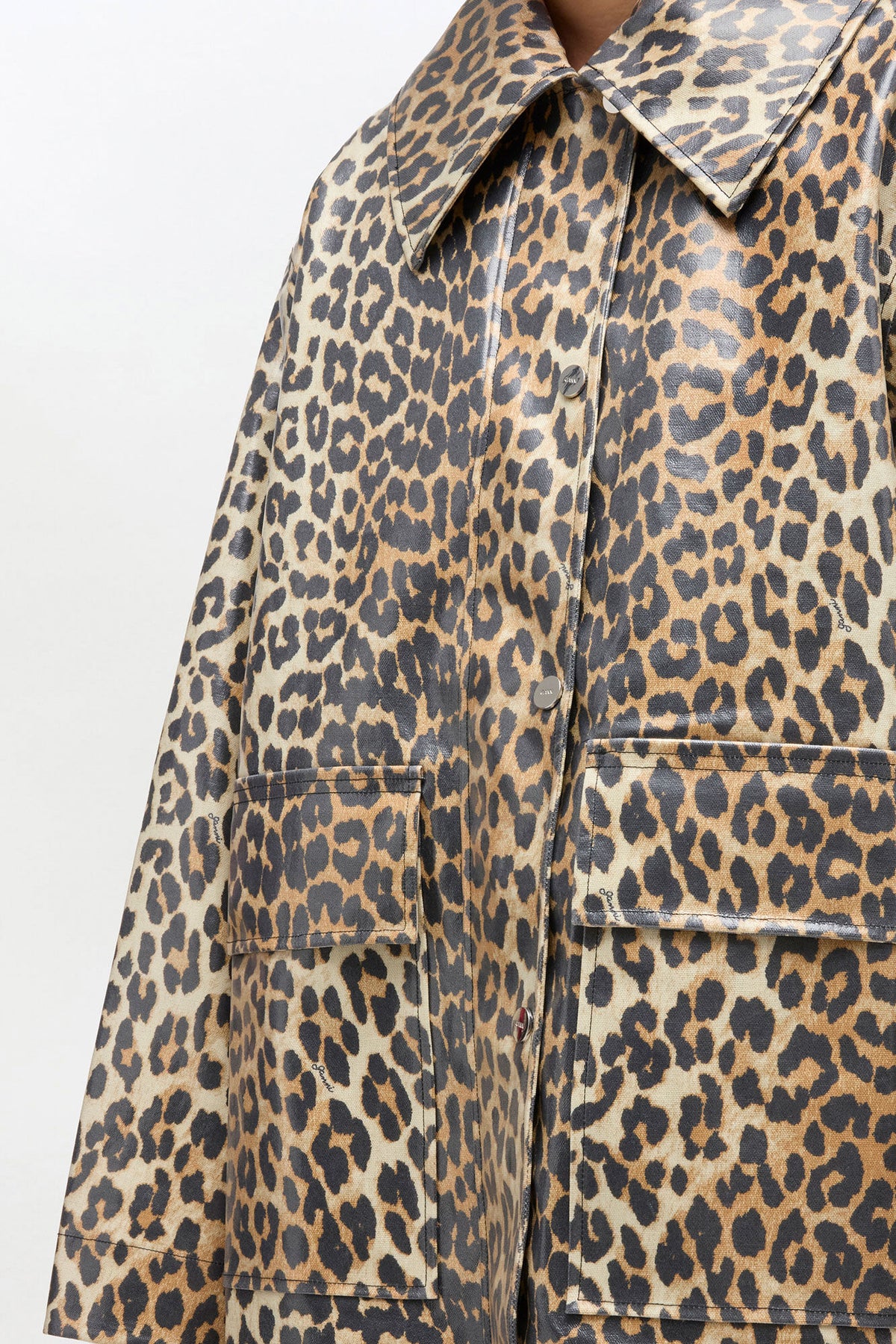 Leopard Laminated Cotton Jacket