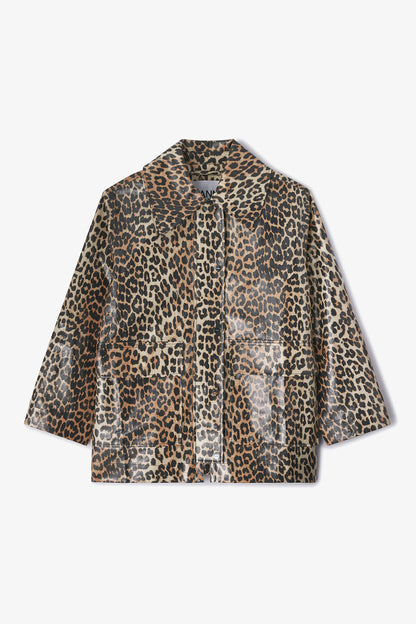 Leopard Laminated Cotton Jacket