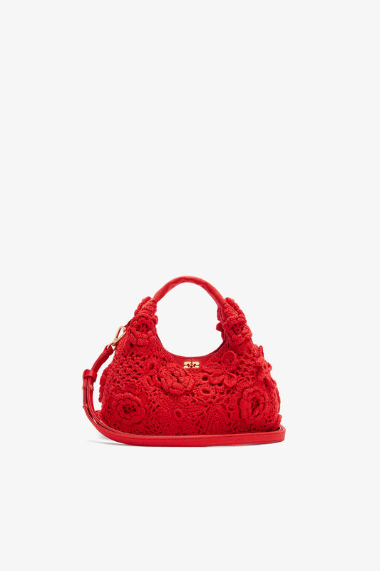 Goji Berry Mini Hobo Bag in Red Crochet