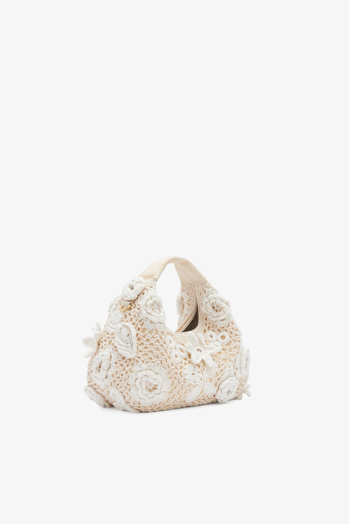 Egret Mini Hobo Bag in White Crochet