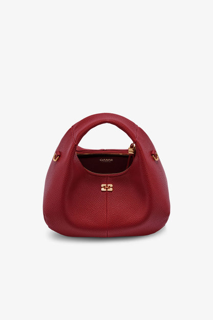 Red Dahlia Grained Mini Hobo Bag