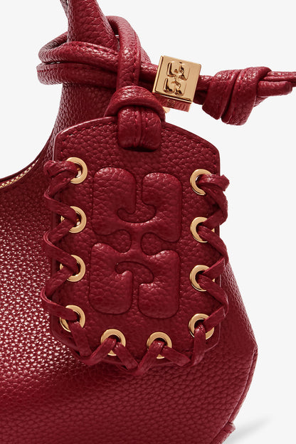 Red Dahlia Grained Mini Hobo Bag