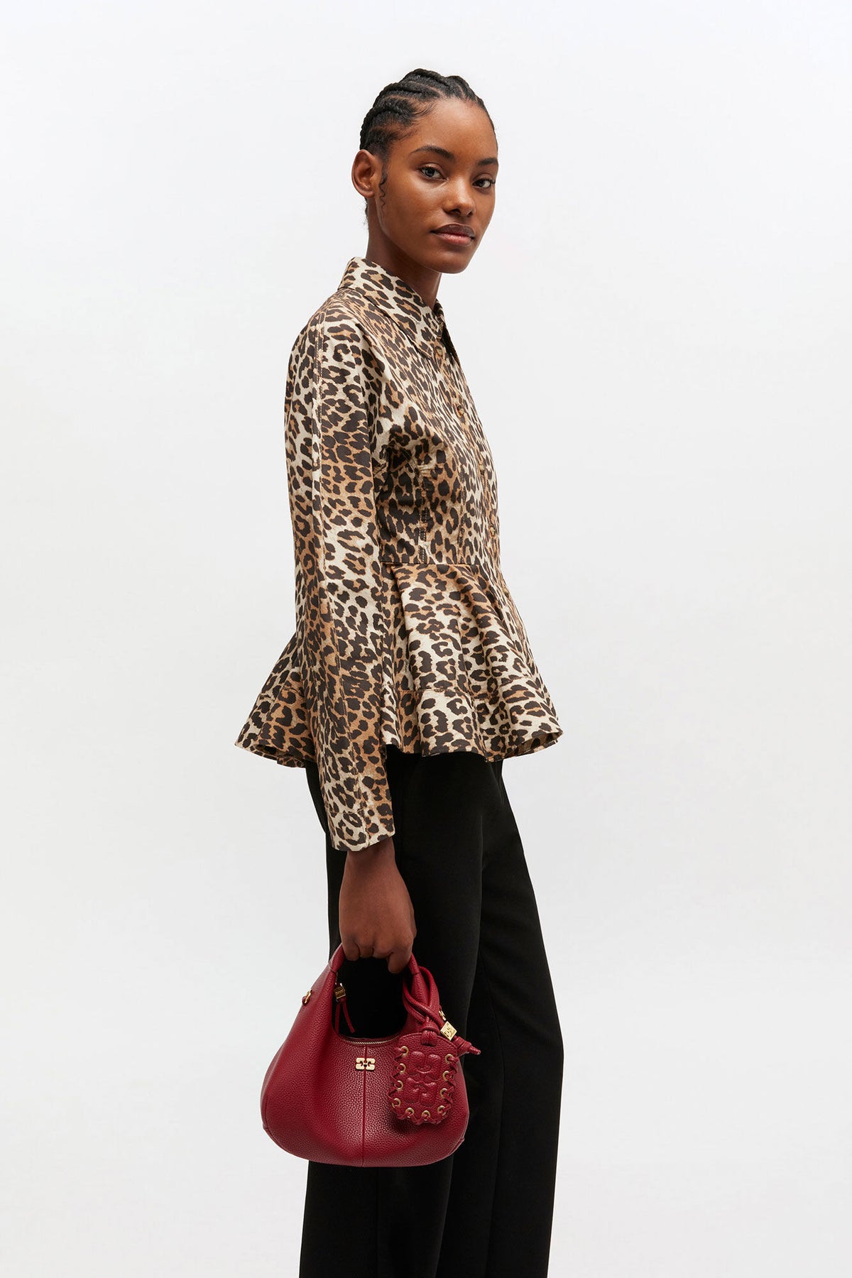 Red Dahlia Grained Mini Hobo Bag