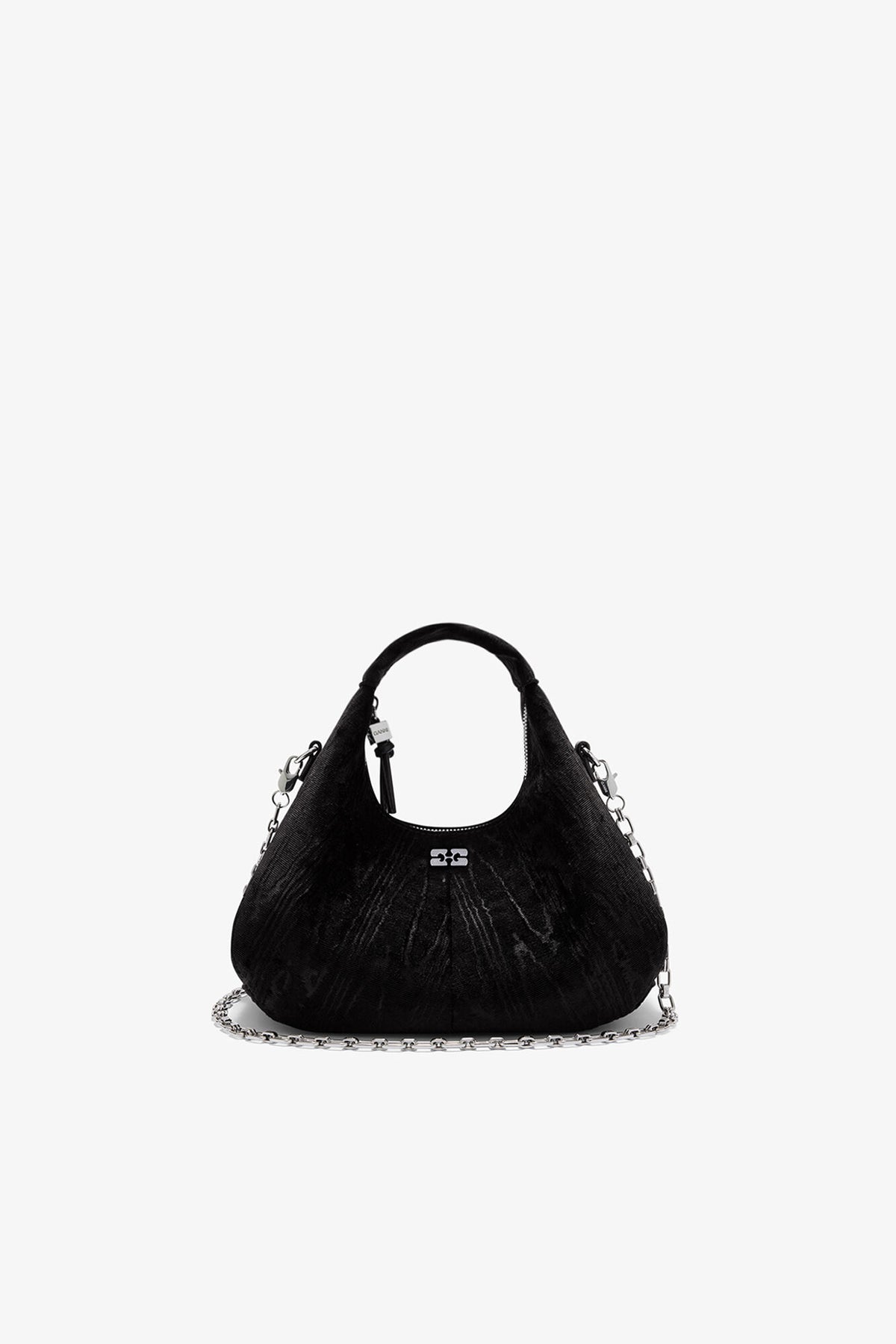 Black Velvet Moire Mini Hobo Bag