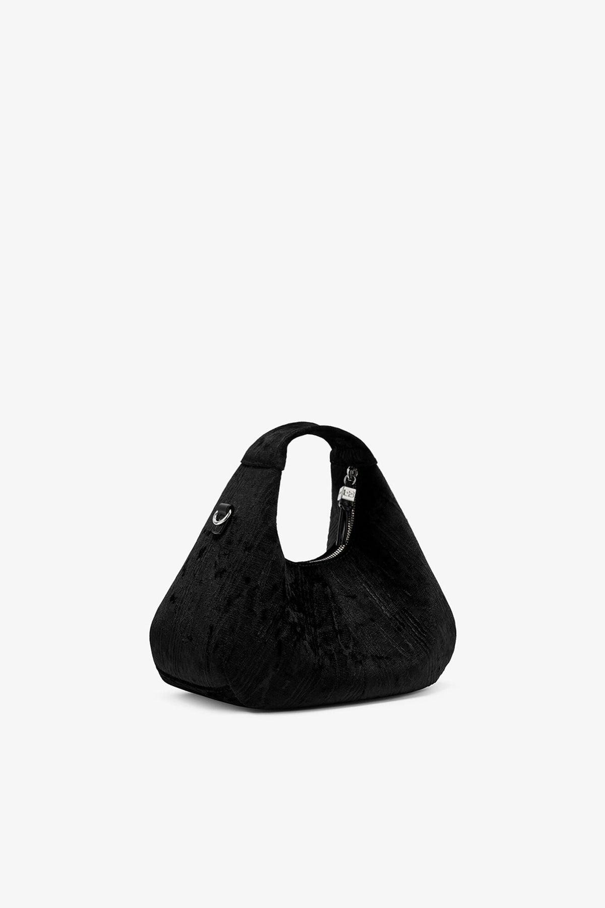 Black Velvet Moire Mini Hobo Bag