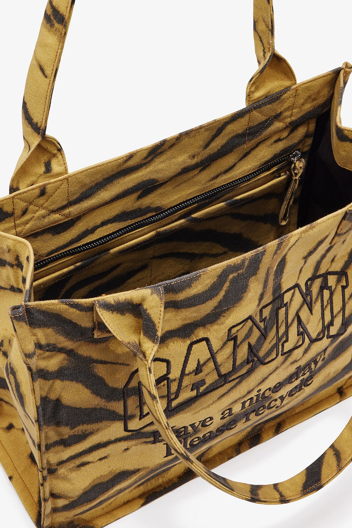 Khaki Zebra Print Large Tote