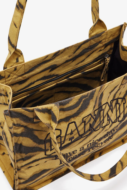 Khaki Zebra Print Large Tote