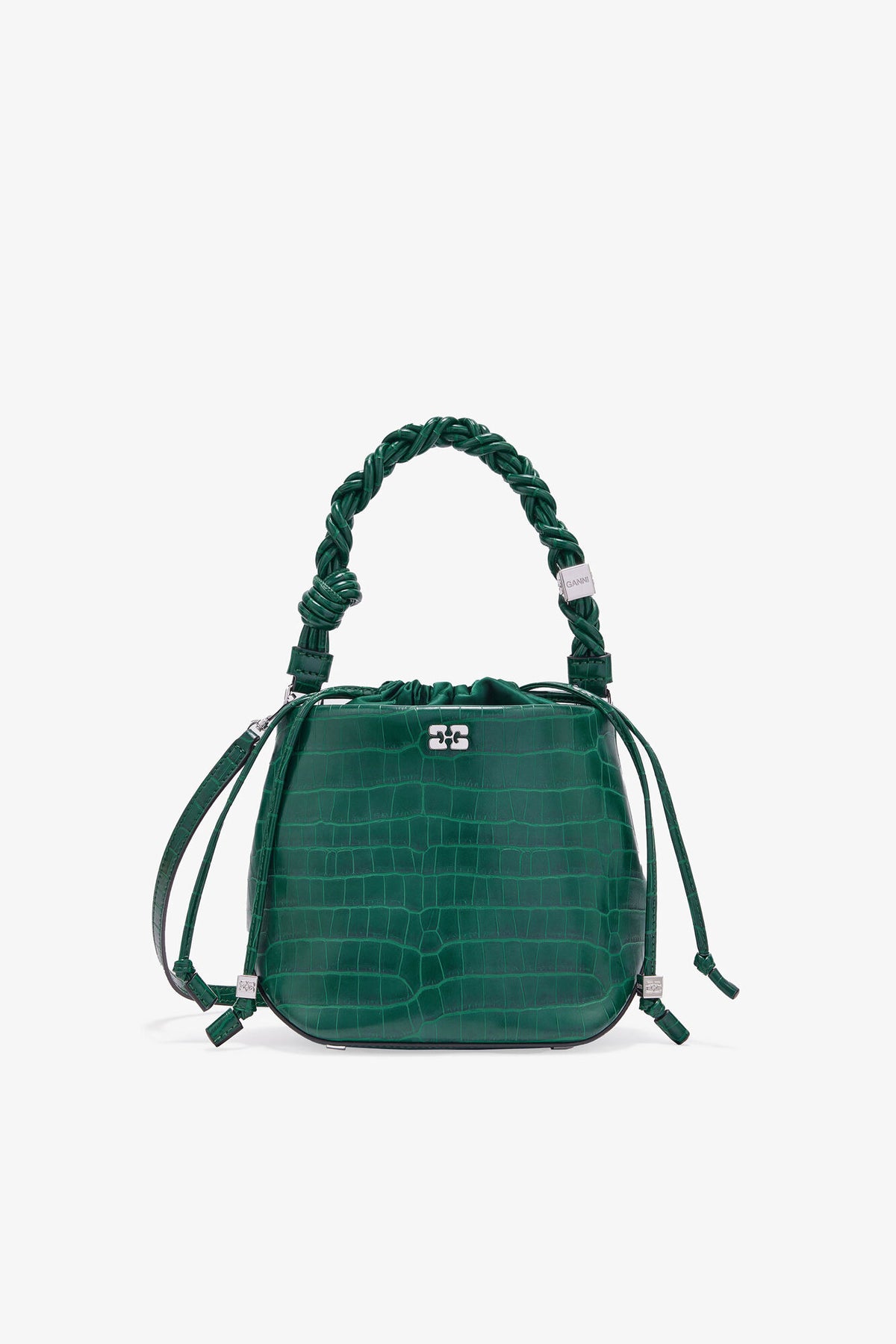 Pineneedle Green Patent Croco Bou Bucket Bag